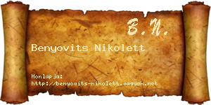 Benyovits Nikolett névjegykártya